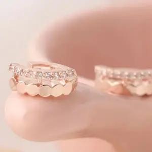 원터치귀걸이 골드필드 핀 큐빅 더블 라인 원터치링 귀걸이 14K