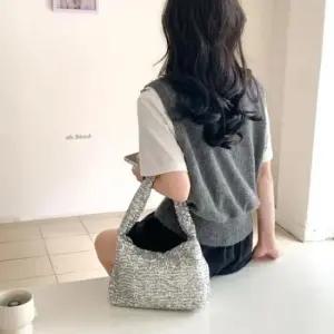 여성용 가방 일상 토트백 핸드백 반짝이 숄더 캐주얼
