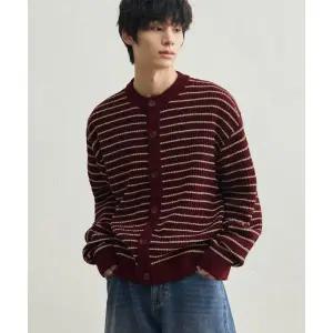 매장정품 ROTEMBER 로우 스트라이프 크롭 니트 가디건 [레드]