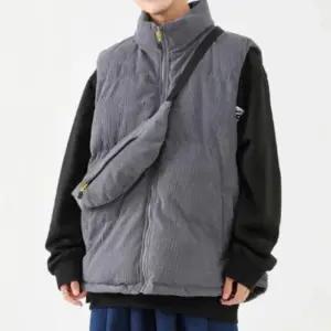 [옷자락]남성 캐주얼 무지 코듀로이 조끼 가방포함