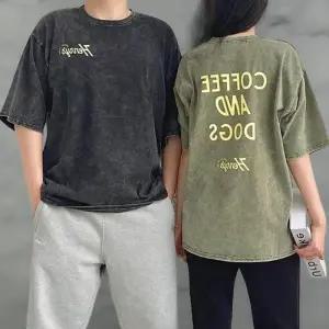 [옷자락]남녀공용 면100 캐주얼 루즈핏 세탁 반팔 티셔츠