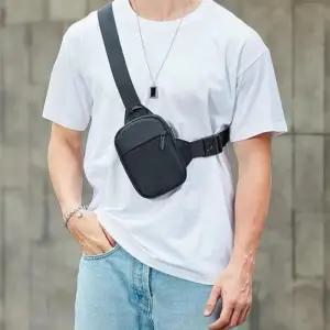 [옷자락]남성 캐주얼 검정 여행용 보조 가방 포켓 미니 슬링백