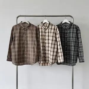 [옷자락]남성 가을 체크 긴팔 카라셔츠