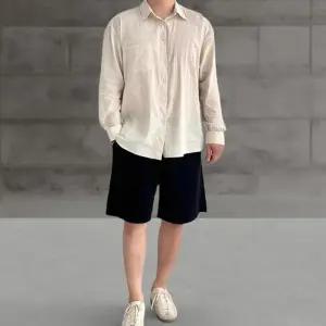 [옷자락]남녀공용 루즈핏 켄트혼합 린넨 포켓 기본 남방 셔츠