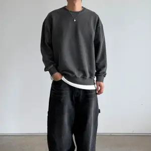 [옷자락]남자 코튼 피그먼트 라운드 오버핏 가을티셔츠 맨투맨