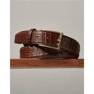 [백화점 정품] 닥스 DAKS 25SS [선물포장]브라운 악어 꼬리 가죽 브론즈 버클 벨트 DBBE3F395