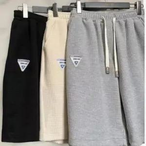 [옷자락]남성 스포츠 와플 패턴 삼각 엠블럼 와이드 밴딩 반바지
