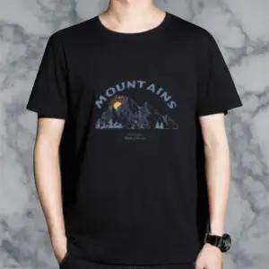 [옷자락]남성 일상용 프린트 면 라운드넥 반팔 티셔츠