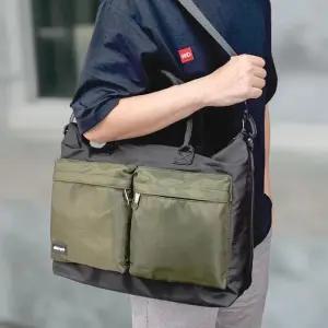 [옷자락]남성 캐주얼 경량 노트북 수납 무지 검정 토트 크로스백