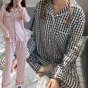 [로즈엘리]4컬러 테일러드 카라 체크잠옷 상하세트 긴팔 파자마세트 2026