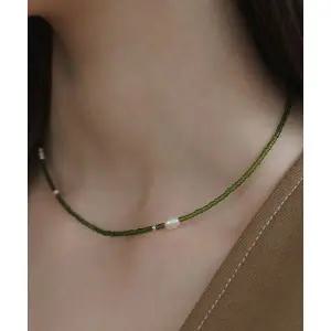 매장정품 TATIANA (실버925) 세이지 비즈 목걸이 NZ2444