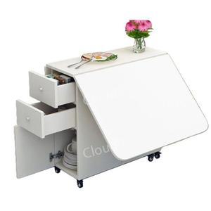 공간활용 접이식 식탁 폴딩 형테이블 120x60따뜻한흰색둥근모서리 수납장 간이