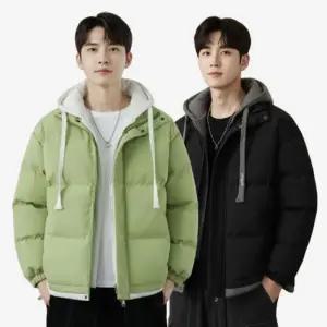 [아이에스이랩]후드 집업 레이어드 이중 웰론 숏 패딩 점퍼 I4JK112