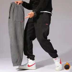 [아이에스이랩]겨울 하램 와플 골덴 코듀로이 기모 조거팬츠 I4PM080