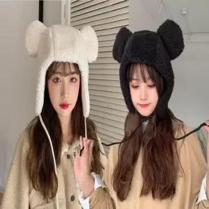 [패션] 곰돌이귀 귀달이 모자 바라클라바 뽀글이 여성 러블리