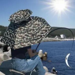 [패션] 우산나라 대형 햇빛 낚시 밭일 가리개 단 모자 우산 밀리터리 농사 헬멧