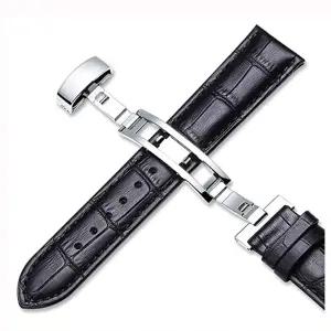버튼형 가죽시계줄 밴드 +스틸 편한착용 시계 손목 형줄