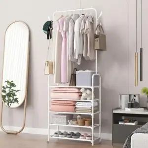 [Deco] 일체형 5단 행거 화이트 선반 178cm