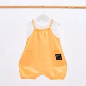 [달퐁]큐비앤맘 스마일라벨 오렌지 오버올 티셔츠 세트