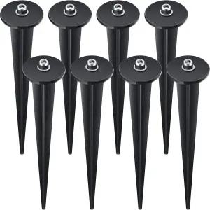 정원 마당 경로 잔디밭 6.3인치(블랙)에 8개의 육각 나사가 달린 태양광 조명 실외 LED용 나사산 스파이크
