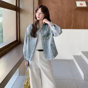 솔저스여성용 데님 가을 자수 코트 OPH3