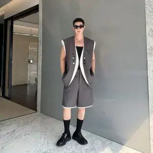 토르 남자 캐주얼 하계 투피스 세트 조끼+정장 반바지 OPH2