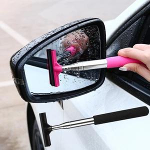 자동차 백미러 와이퍼 청소 도구 유리 안개 클리너 스크레이퍼 액세서리 핸들 텔레스코픽 창 브러시