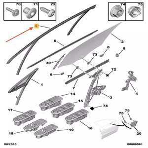 PEUG EOT 508 W23의  전면 왼쪽 도어 창 채널 9300CH