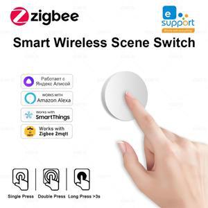 새로운 ZigBee 버튼 장면 스위치 지능형 연결 스마트 무선 벽 푸시 Zigbee2MQTT Ewelink Alexa Alice와 함