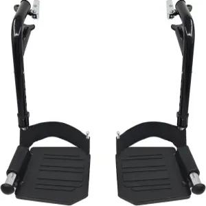 1쌍 휠체어 교체 풋레스트 부품 표준 회전 블랙