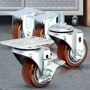 [콩심팥심]경량용 3인치 와인색 바퀴고정 책상 회전 미니캐스터 발통 대차바퀴