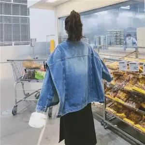 블랙팬서 데님 여성 쇼트 봄가을 가오리핏 루즈핏 빅사이즈 점퍼 작은 코트 상의 OPH1