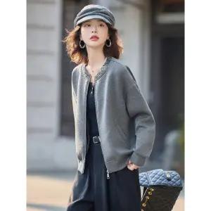 블랙팬서 여친 가을 넥 자수 긴팔 차이나 코트 비즈 장식 OPH3