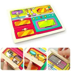 소꼽놀이 OEB642W5 원목 꼭지 퍼즐 손잡이 도형 맞추기 교구