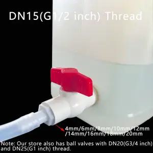 1Pc 물 탱크 밸브 배수 스위치 호스 커넥터 흐름 조절 G1/2 인치 DN15 스레드 플라스틱 정원 관개 가금류