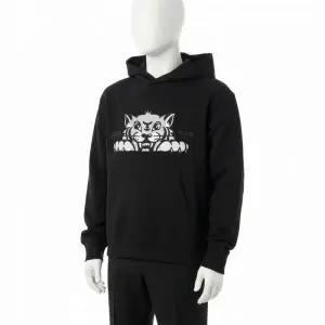 KENZO 해피 타이거 자수 후드 티셔츠 블랙 FF5 5SW264 4MF 99J