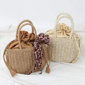 큐티 여름 토트백 바구니라탄백 버킷백 왕골가방 왕골가방