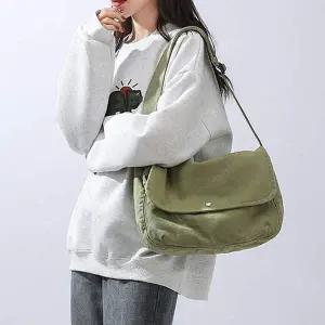 캔버스 여성 크로스 백 숄더 대 학생 가방 카키 고등학생크로스백