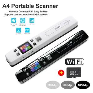 A4 미니 휴대용 스캐너 Wifi 무선 문서 및 이미지 사진 고속 32G 1050 dpi USB 유선 ISCAN JPG/PDF