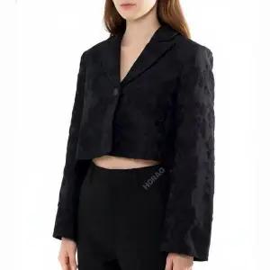 BLACK BOUCLE JAQUARD SUITING CROPPED BLAZER (F9274 099) ( 블랙 부클 자카드 수트 크롭 블