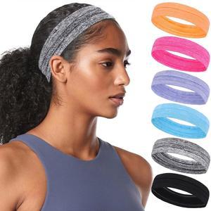 XTREND 6Pcs 여성 운동용 스웨트 밴드 머리띠, 패션 여성용 머리띠 논 슬립, 수분 흡수 운동 요가