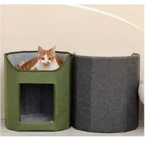 [JED] 고양이 극세사 2층 하우스 접이식 1P 쿠션 부직포