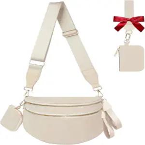 체크무늬 크로스바디백 범백 여성용 허리팩 대형 패니팩 벨트백 지갑 핸드백 트렌디한 숄더 파우치 베이지