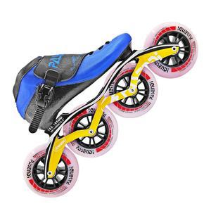 전문가용 카본 파이버 인라인 스피드 스케이트 , 아웃도어 피트니스 스케이팅 롤러 스케이트, 듀얼 하드 휠, 4X110 휠 싱글 로우 레이싱 블루 블랙