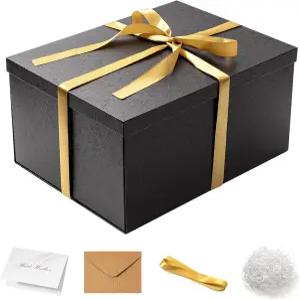 크리스마스 생일 발렌타인데이 어버이날 선물용 뚜껑이 있는 16x12x8 인치 대형 상자 큰 1 팩 크링클 종이