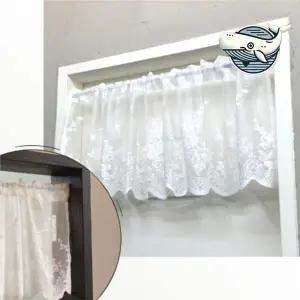 식탁 위 로맨틱 화이트 레이스 짧은 커튼 우아한 인테리어 창문