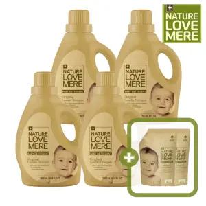 [4개+2개] 네이쳐러브메레 아기세탁세제 용기형 1800ml 4개[GIFT]오리지널향 세제 리필 500ml 리필 2팩, 총 6팩