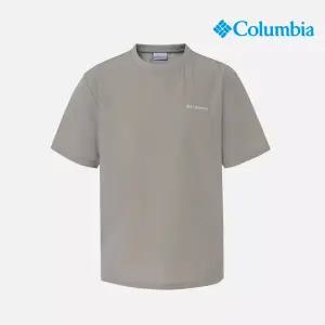 유니 빅로고 우븐 반팔 티셔츠_베이지 (C62-YUD604)