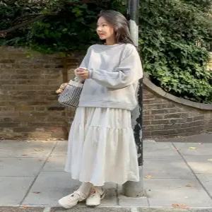 더블드 캉캉 플레어 밴딩 롱 스커트 (2color)