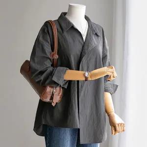 (안나앤플러스) 플랩 언발 셔츠[셔츠DNC8] 빅사이즈